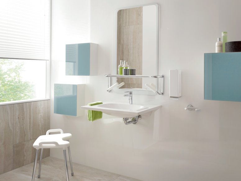 Barrier-free washbasin with mirror